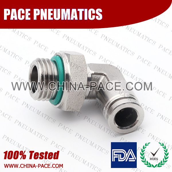 BSPP Male Elbow Stainless Steel Push-In Fittings, 316 stainless steel push to connect fittings, Air Fittings, one touch tube fittings, all metal push in fittings, Push to Connect Fittings, Pneumatic Fittings